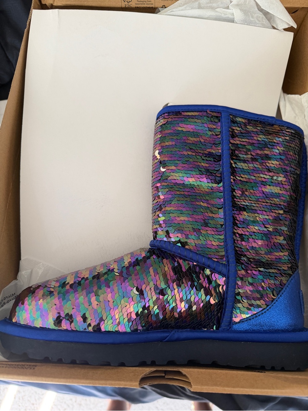 UGG Sequin Ankle Boot in Iridescent Blue-Purple Multi